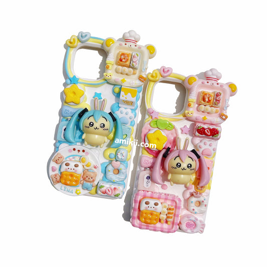 Chiikawa Usagi and Miku Decoden Cream Phone Case iPhone Samsung Case