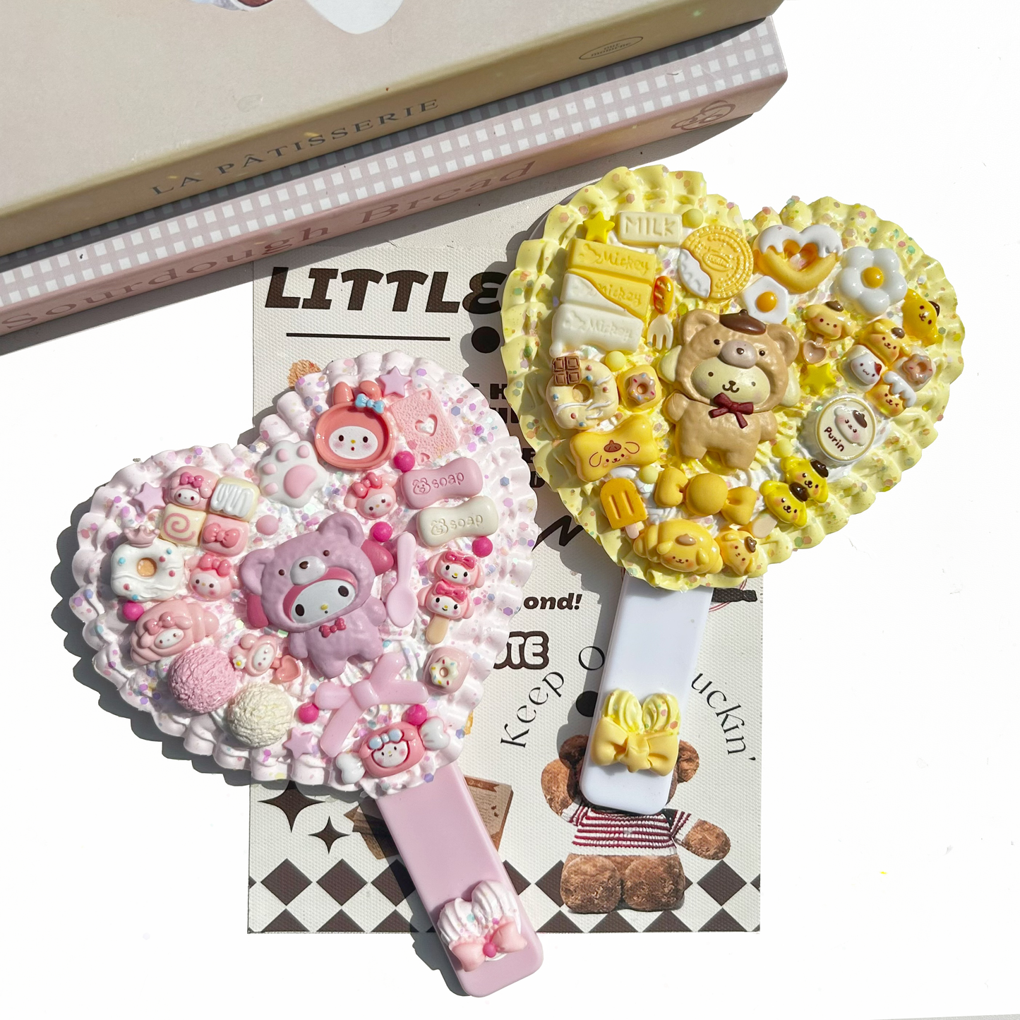 Melody and Pompom Purin handheld mirror