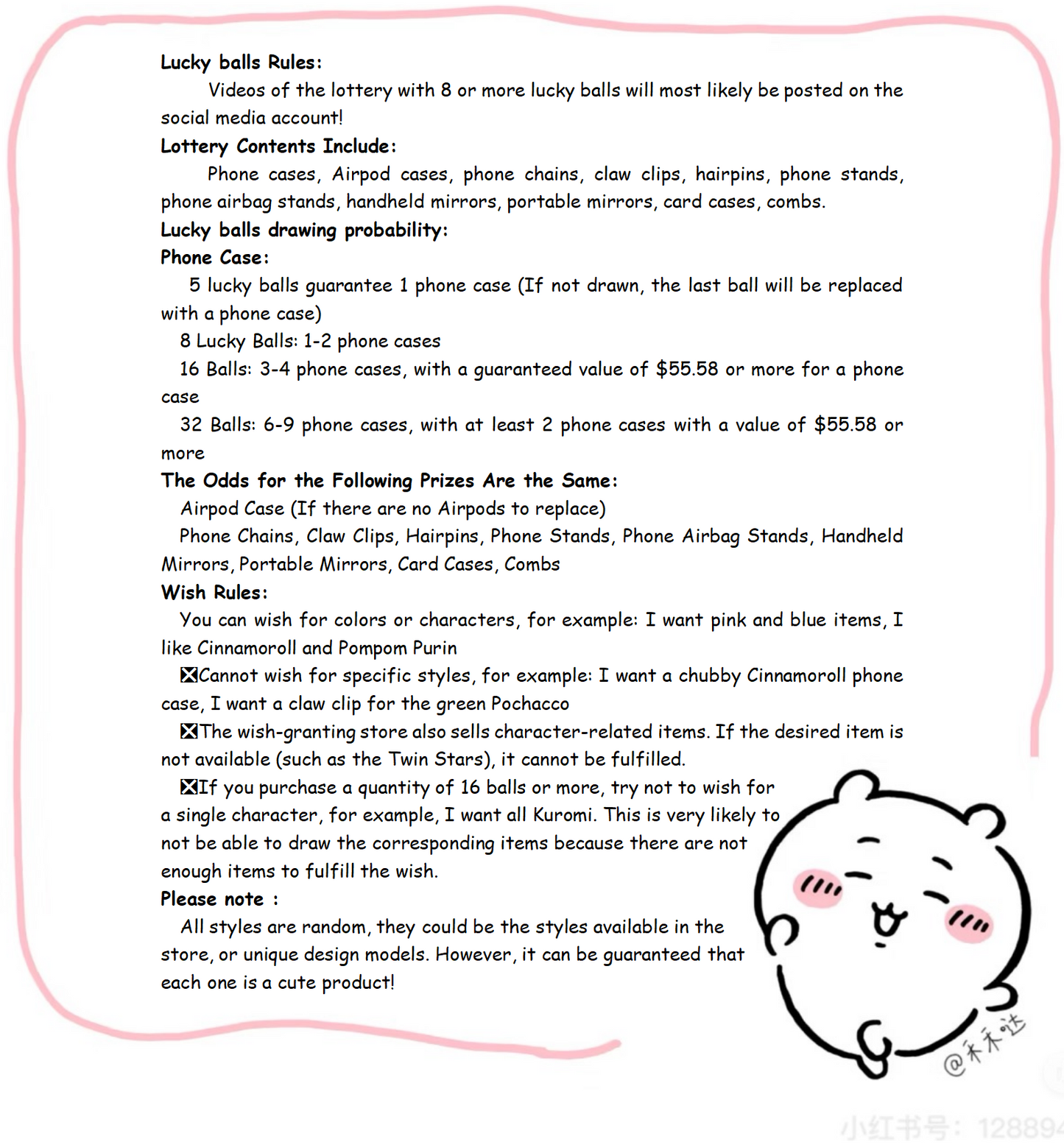 Lucky balls (can wish color or character)