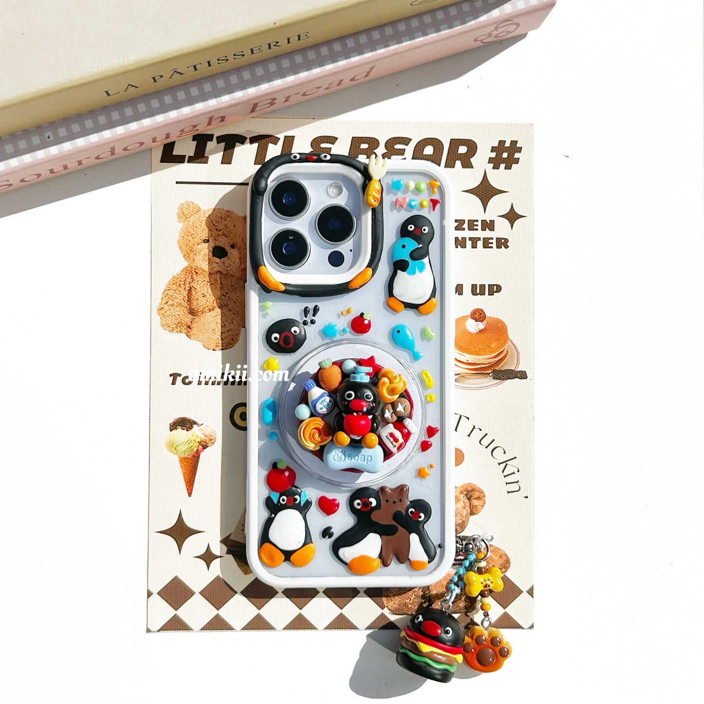 Pingu Phone Case And Pop Socket Decoden Cream Case iPhone Samsung