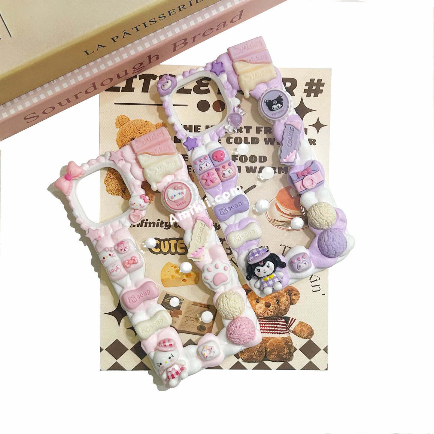 Kuromi / Hello Kitty Milk Decoden Cream Phone Case iPhone Samsung Case