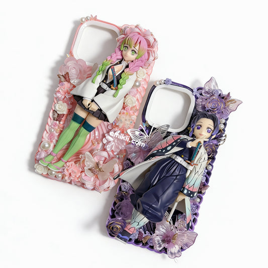 Demon Slayer Shinobu Kocho and Mitsuri Kanroji Genuine Figurine Decoden Cream Phone Case iPhone Samsung Google Case