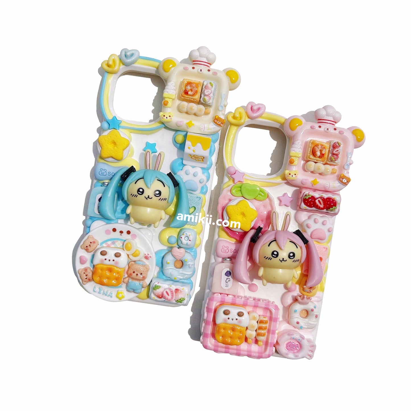 Chiikawa Usagi and Miku Decoden Cream Phone Case iPhone Samsung Case