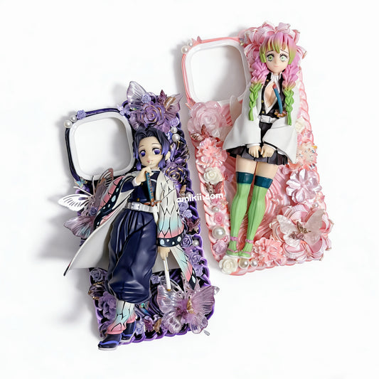 Demon Slayer Shinobu Kocho and Mitsuri Kanroji Genuine Figurine Decoden Cream Phone Case iPhone Samsung Google Case