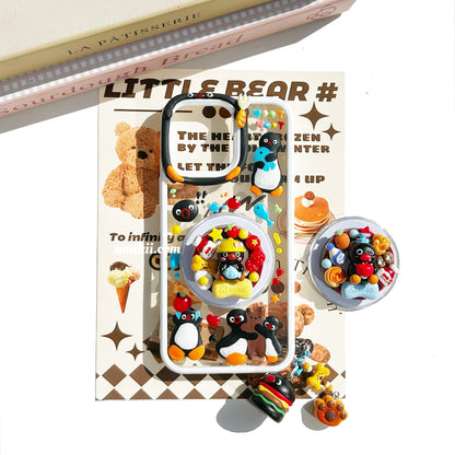 Pingu Phone Case And Pop Socket Decoden Cream Case iPhone Samsung